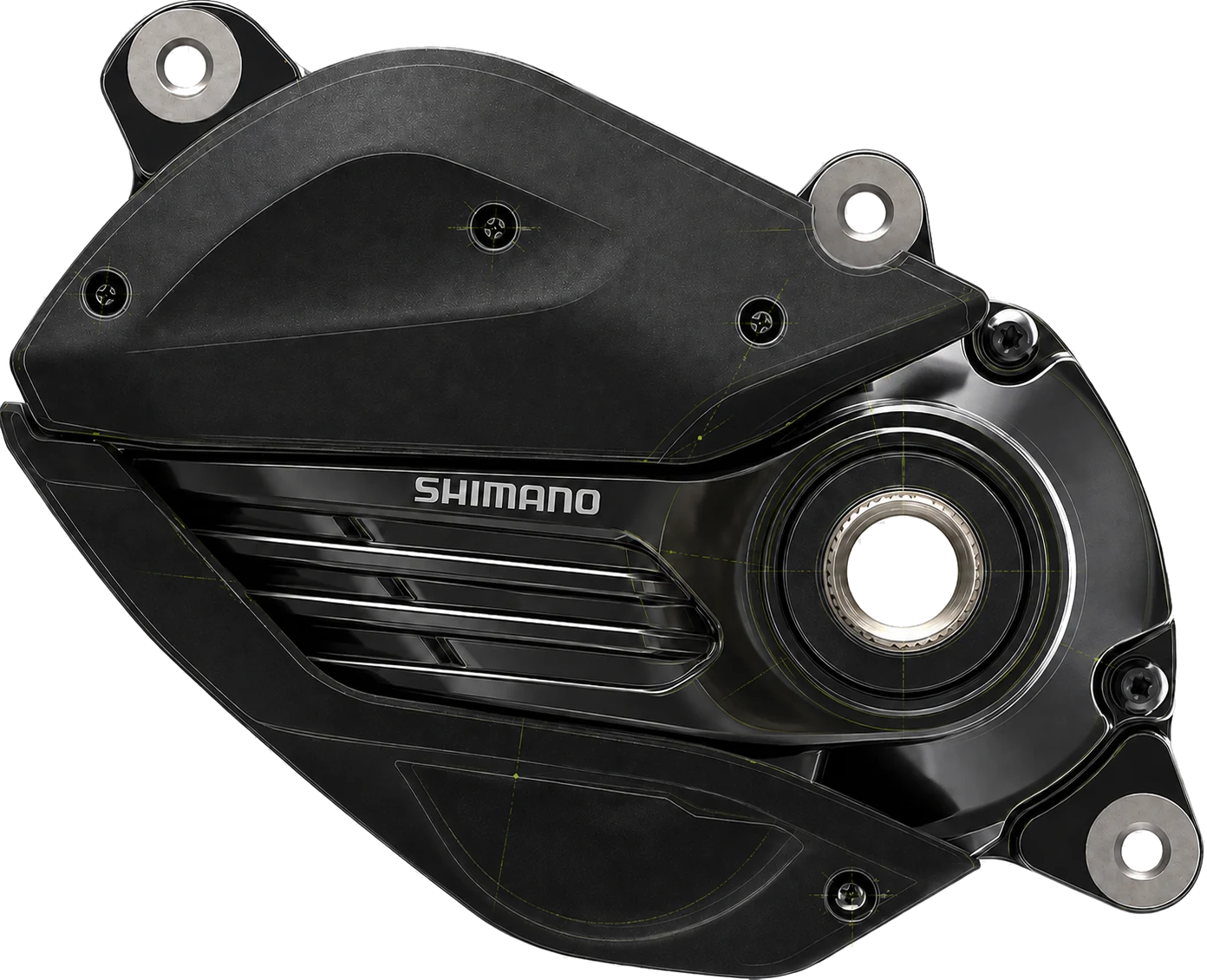 Silnik Shimano DU-EP801 w stylistyce szkicu technicznego